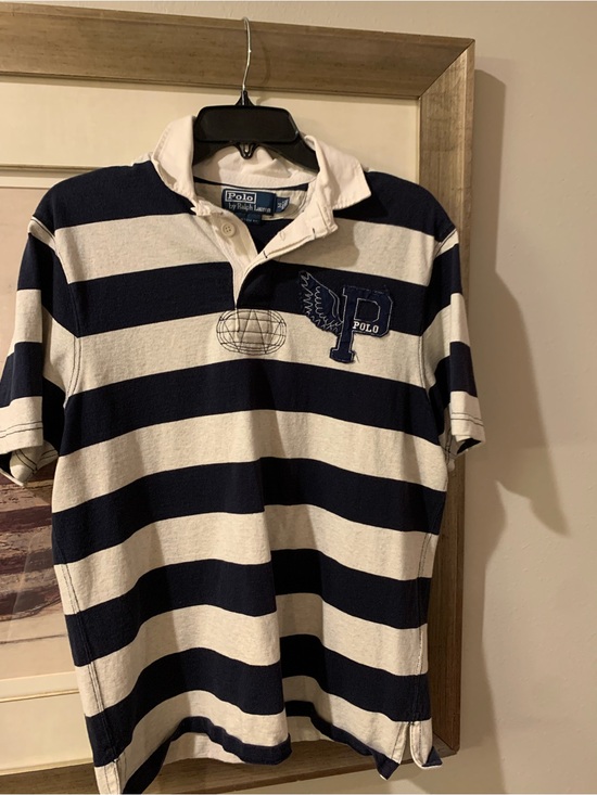 Ralph Lauren Other - Ralph Lauren Navy & White Striped Rugby Shirt with Embroidered P Patch
